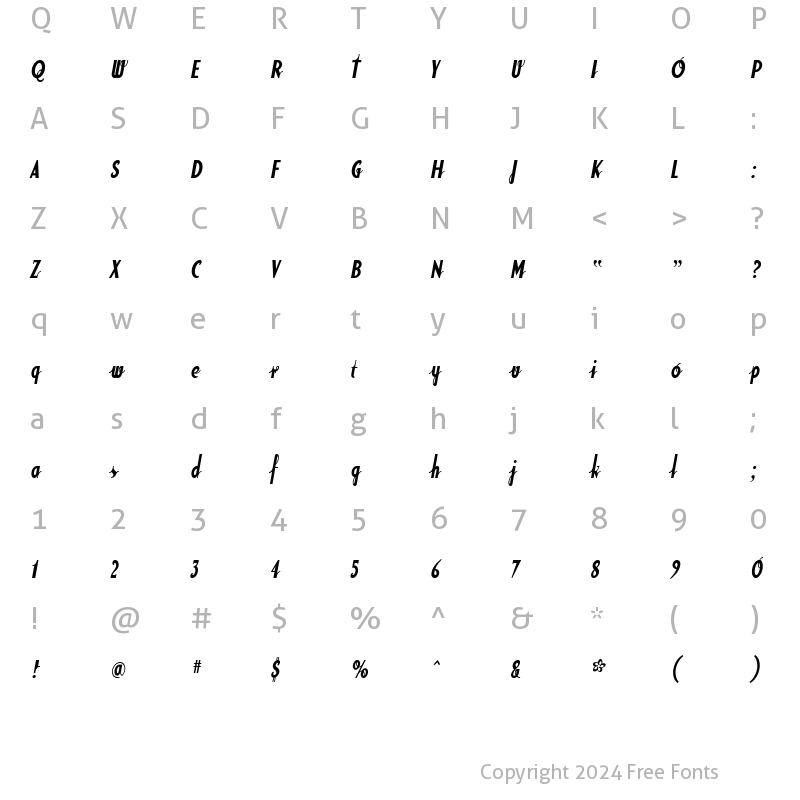 Character Map of SodaScriptBold Regular