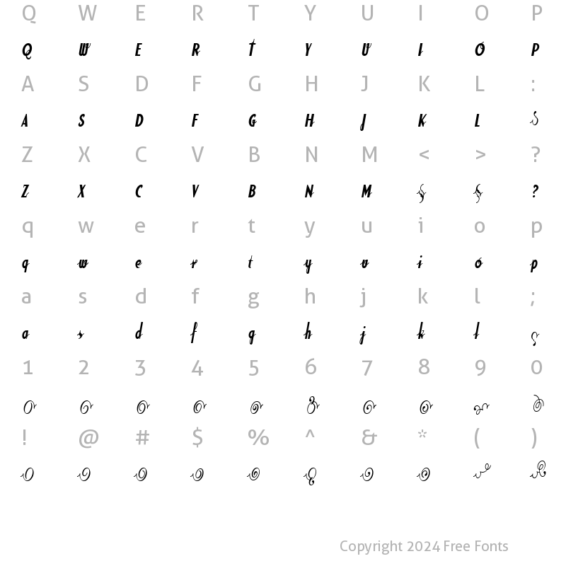 Character Map of SodaScriptBoldExtras Bold