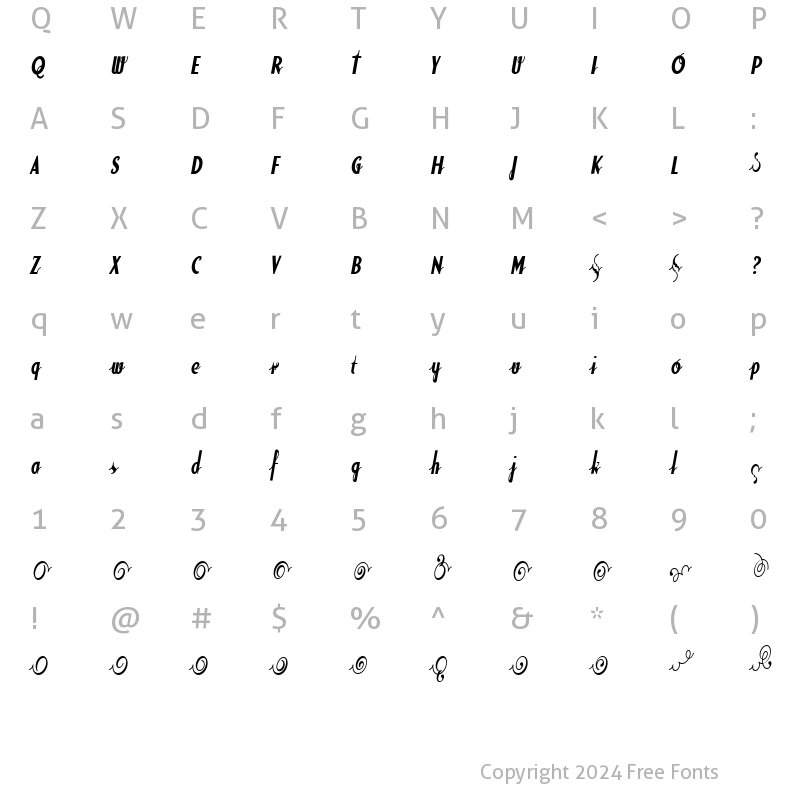 Character Map of SodaScriptExtras Bold