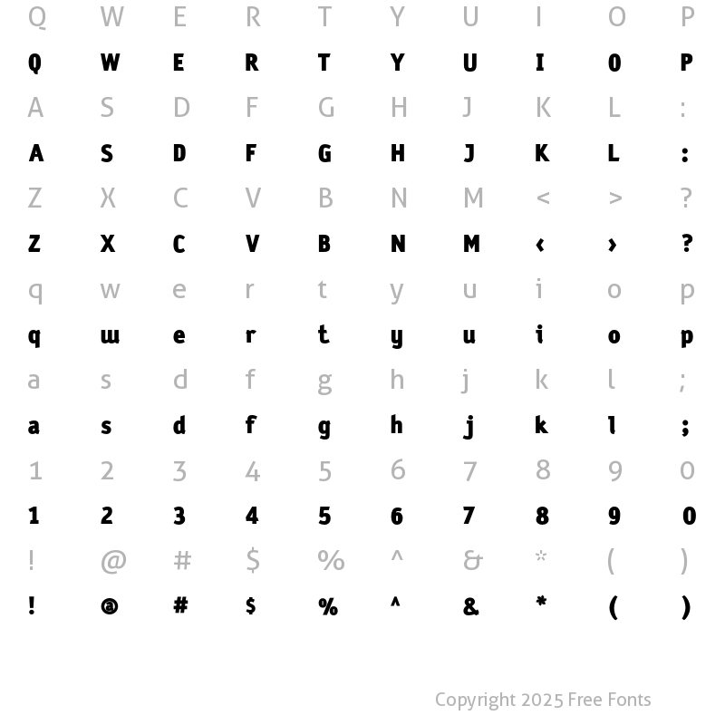 Character Map of Sodium Black Regular