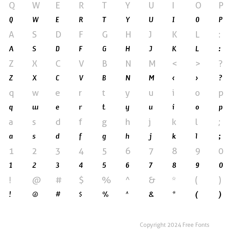 Character Map of Sodium Italic