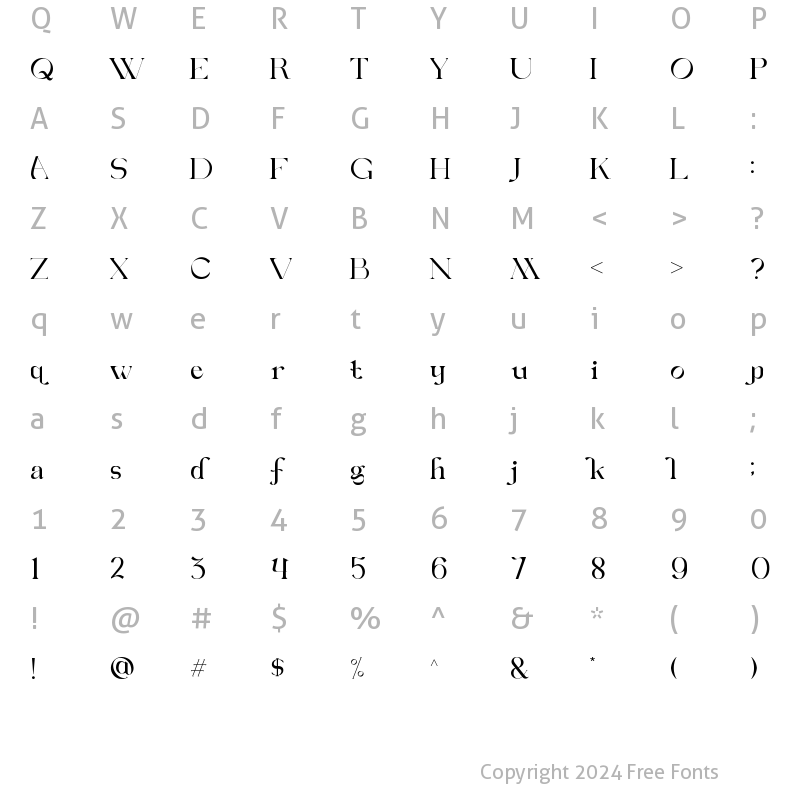 Character Map of Sofiera Regular