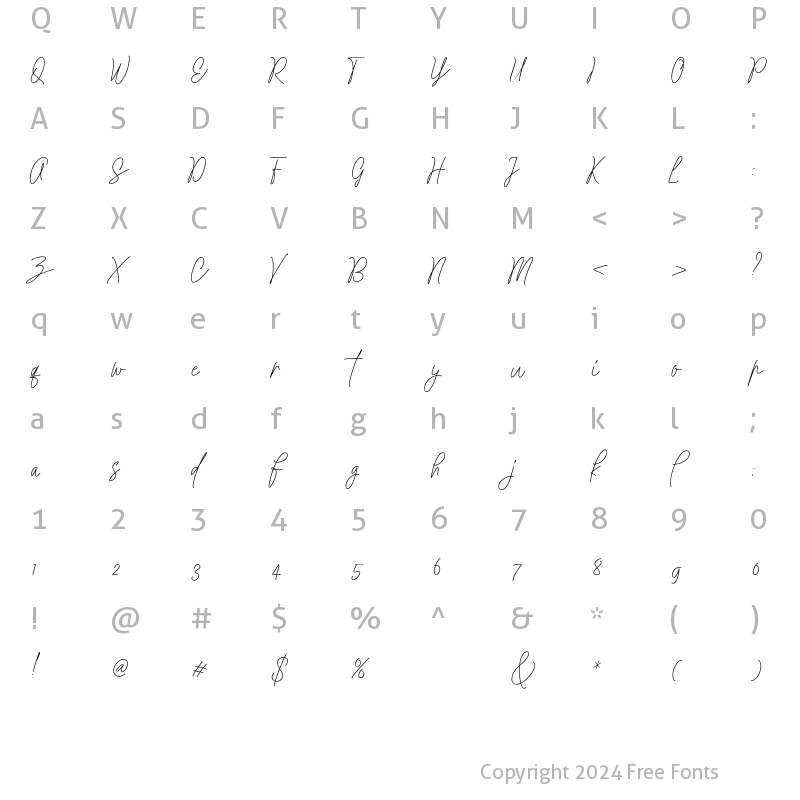 Character Map of Solange Italic  Alt Regular