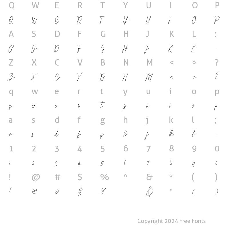 Character Map of Solange Italic Regular