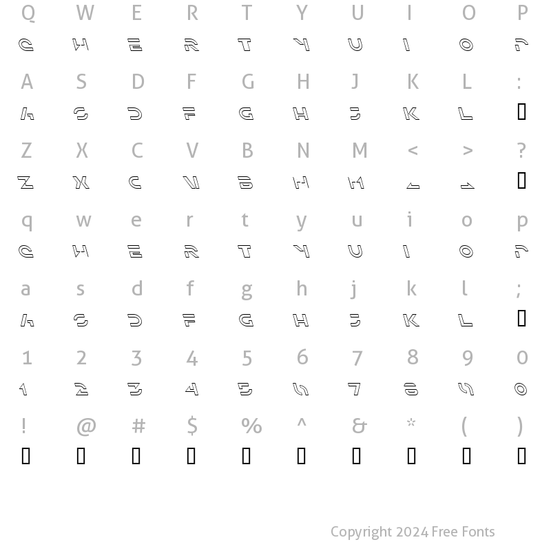 Character Map of Solar Sailer Outline Italic