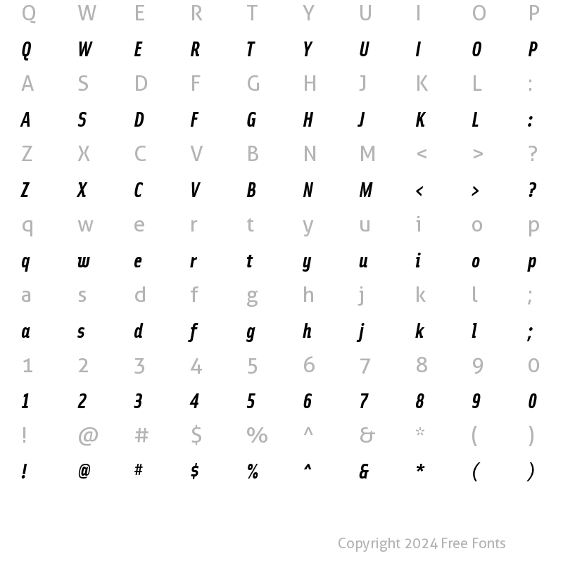 Character Map of SolexBoldLiningItalic Regular