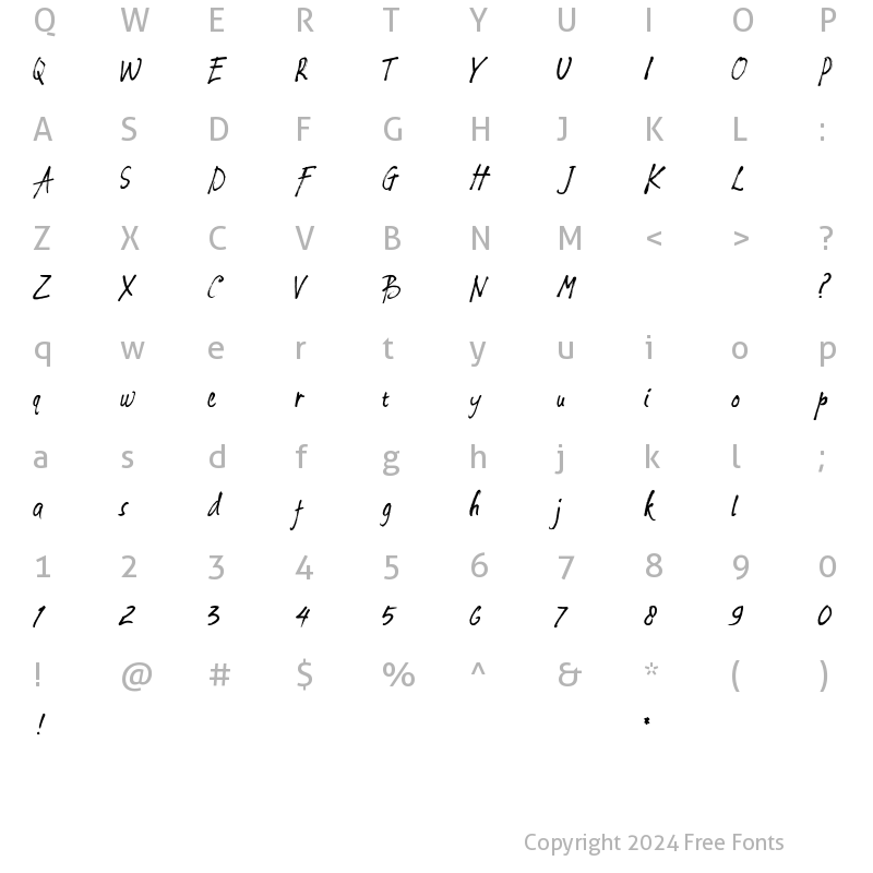 Character Map of Solmet Brush Regular