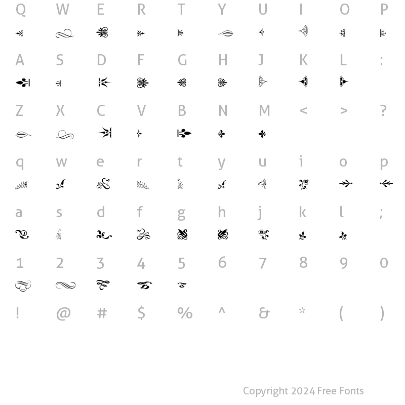 Character Map of Solo Ornaments Regular