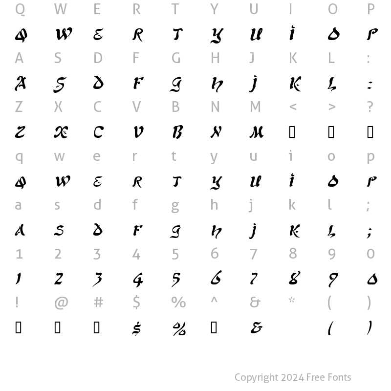 Character Map of Solomon Italic