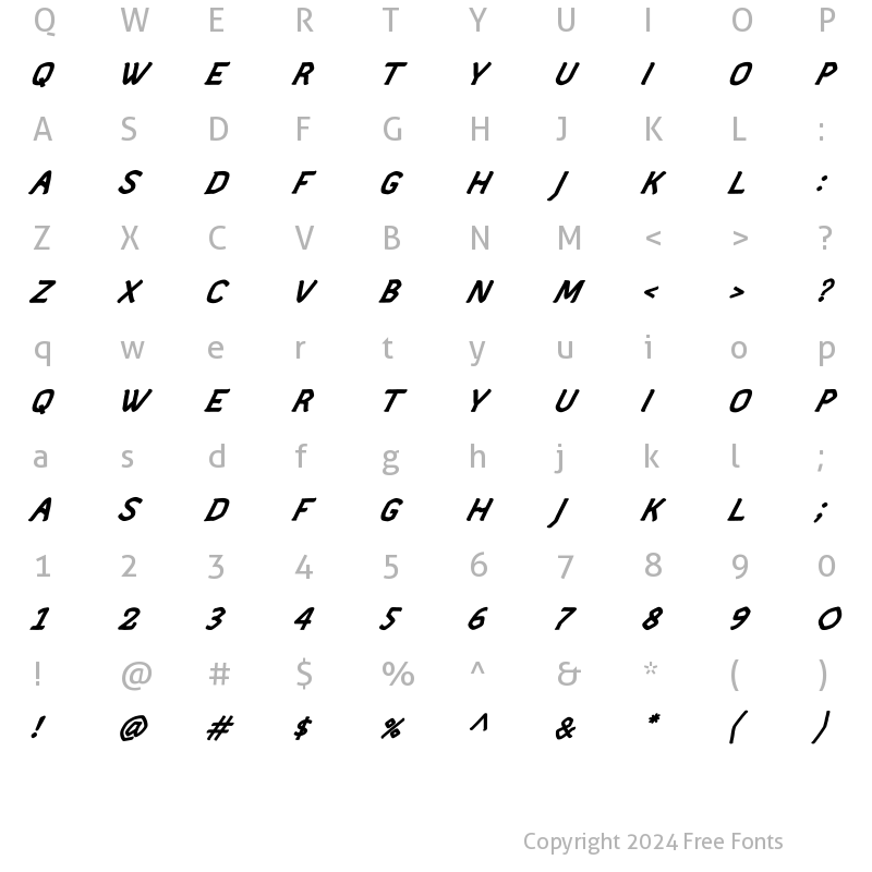 Character Map of Solvor Bold Italic