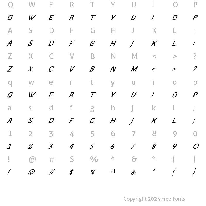 Character Map of Solvor Italic