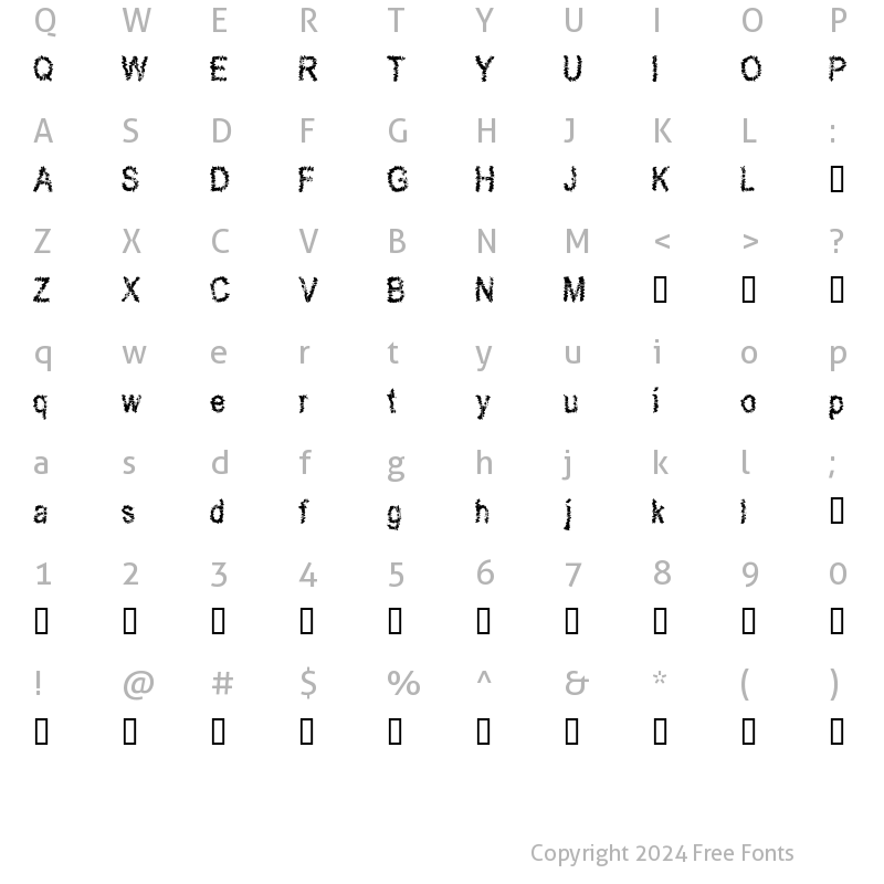 Character Map of Somebody Died Regular