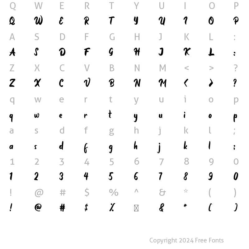 Character Map of Somebody Regular