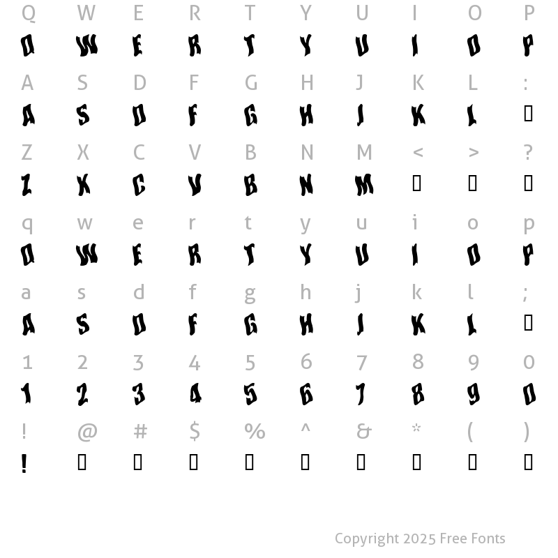 Character Map of SomewhereInSpace Regular