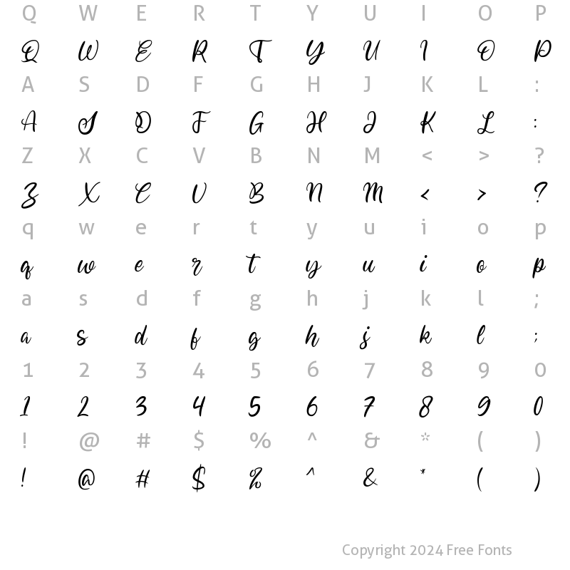 Character Map of Sonettons Script Regular