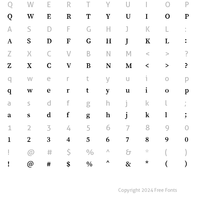 Character Map of Song Myung Regular