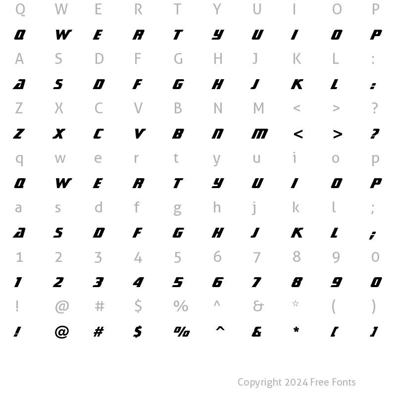 Character Map of SonicCutThru Hv BT Heavy