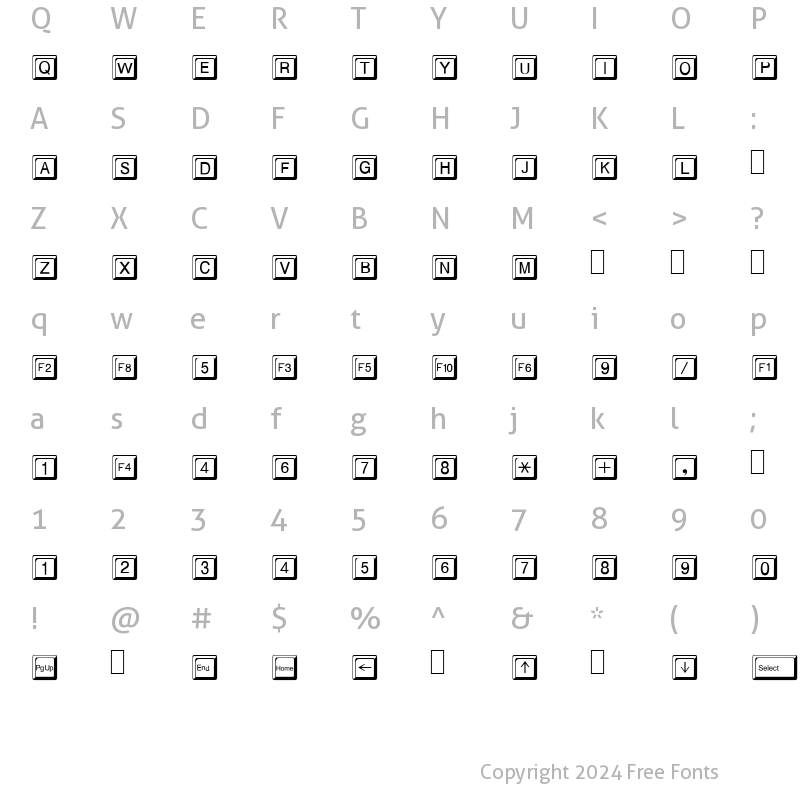 Character Map of SonicKeys Regular