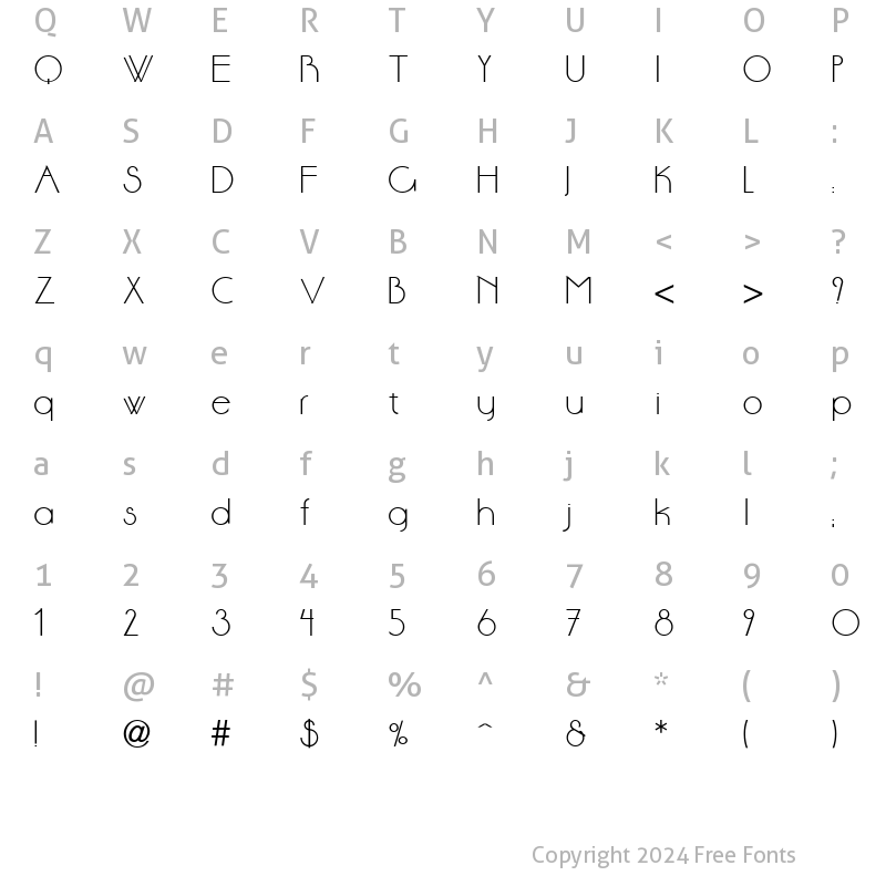 Character Map of Sonne Regular