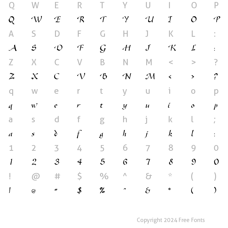 Character Map of SonyannaScriptSSi Regular