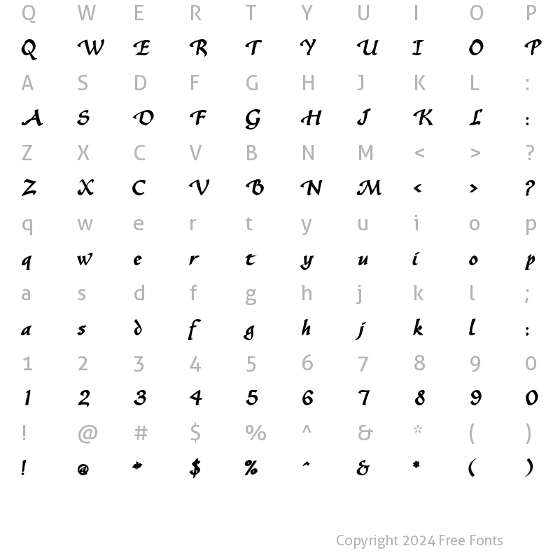 Character Map of SonyannaScriptSSK Bold