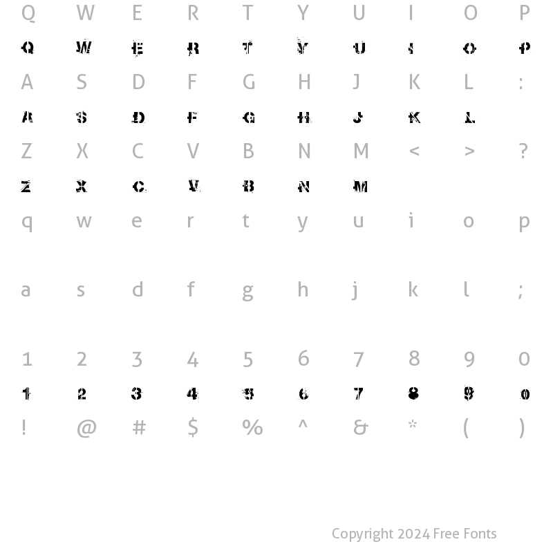 Character Map of soot break Regular