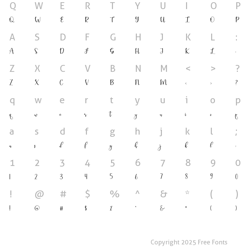 Character Map of SophiaMarisson Regular