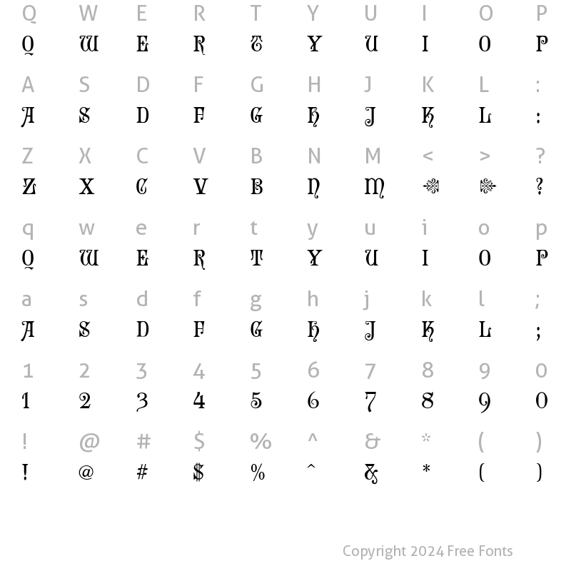 Character Map of SophieMF Regular