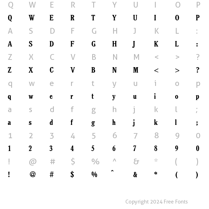 Character Map of SorbetCondensed Bold