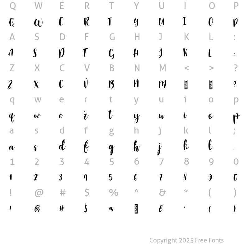 Character Map of sorilena Regular