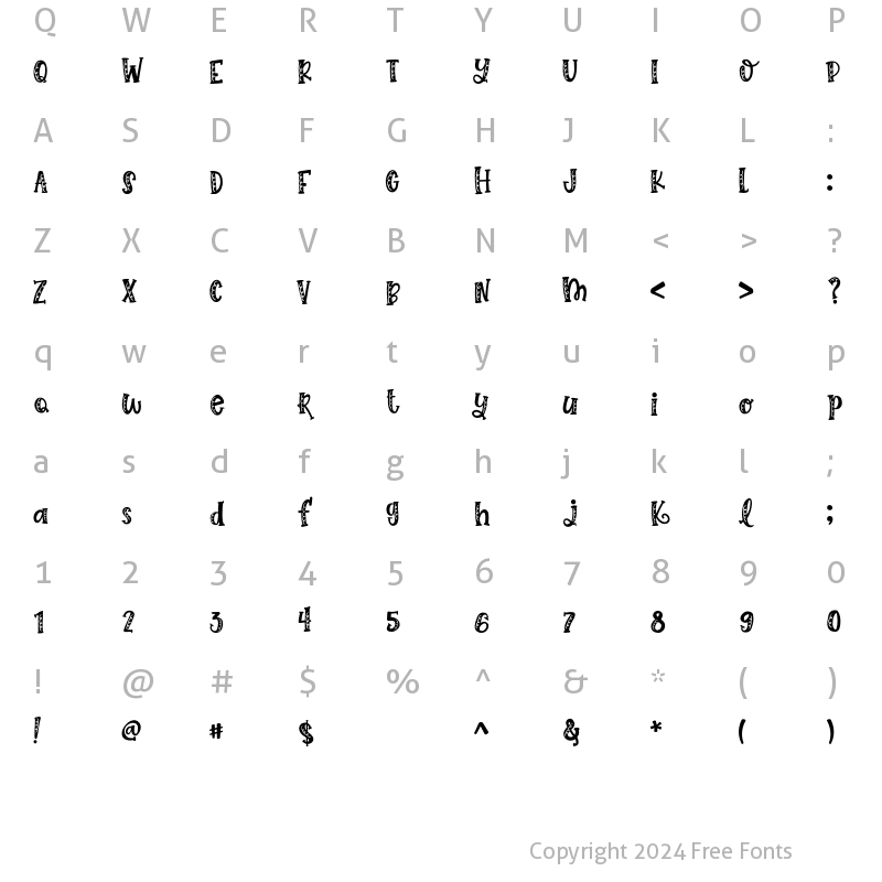 Character Map of Sorinka Swirl Sorinka Swirl