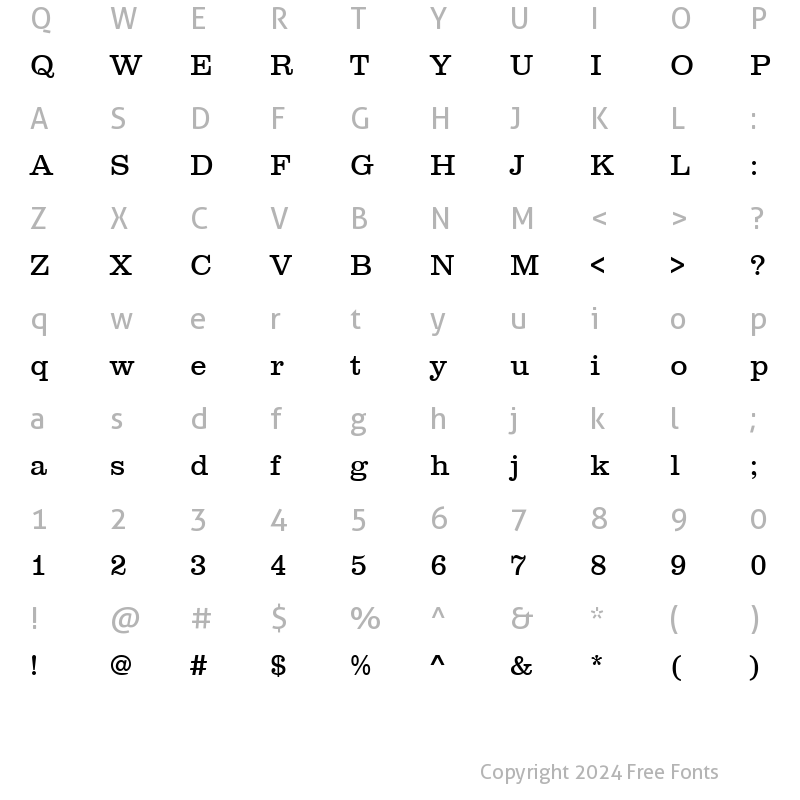 Character Map of S.O.S. 1 Regular