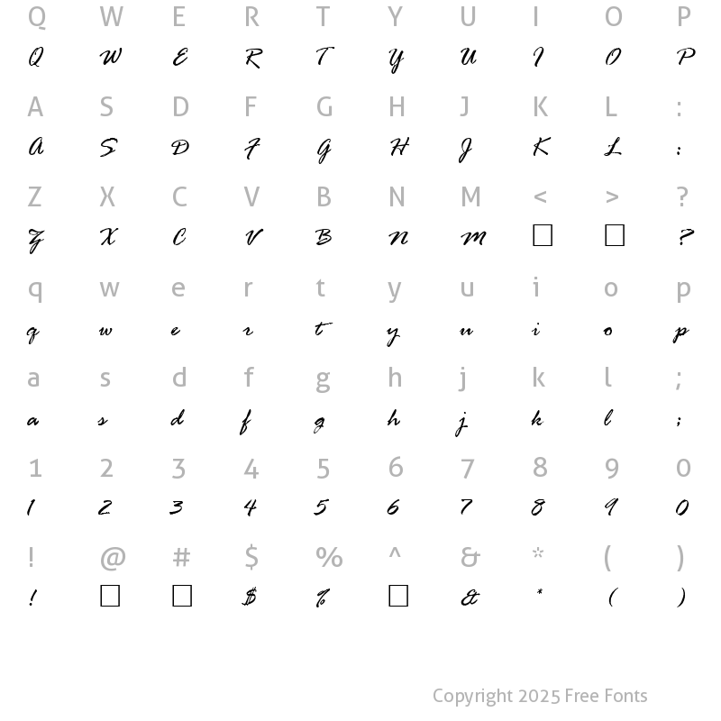 Character Map of Soubrette Regular