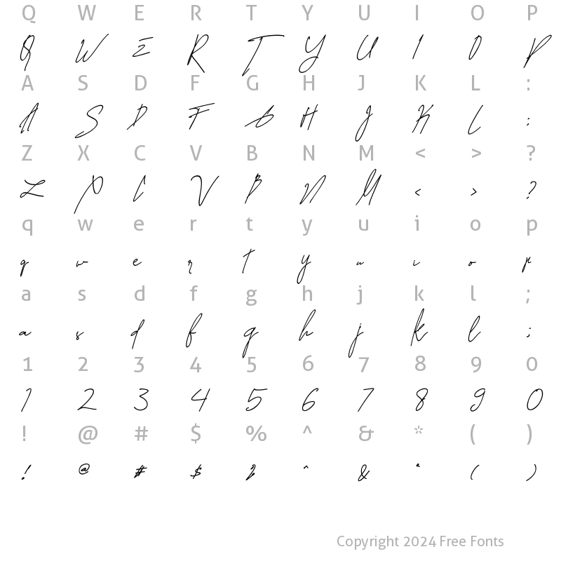 Character Map of Soulia italic