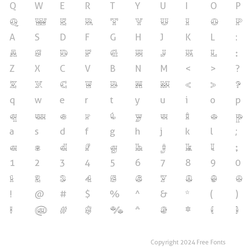 Character Map of SOULUP Out line Regular