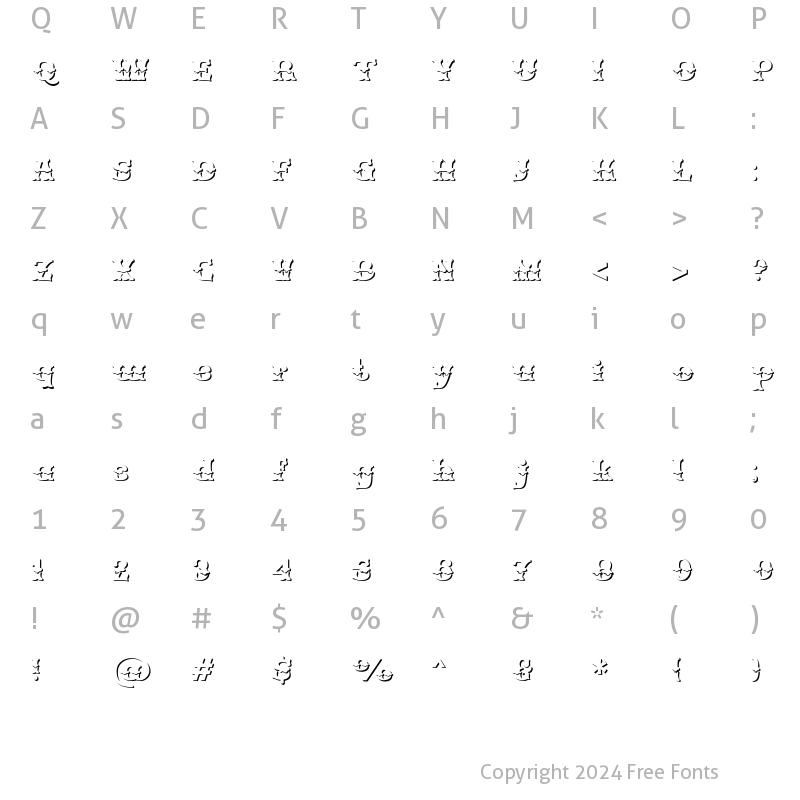 Character Map of SOULUP Shadow Regular