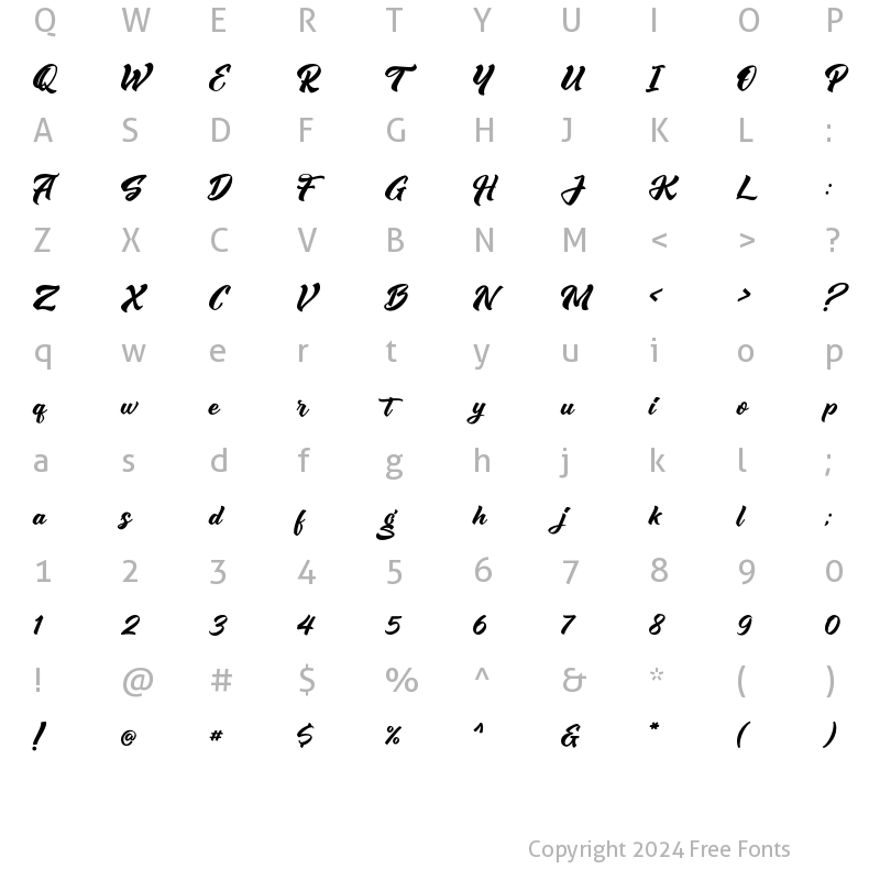 Character Map of Sounding Script Regular