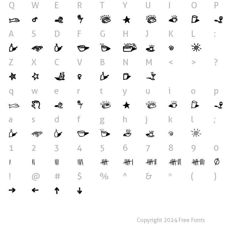 Character Map of SoupBone Dingbats Regular