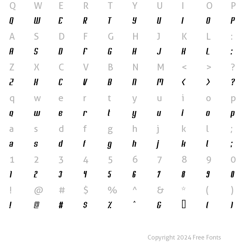 Character Map of Soupertrouper Oblique Soupertrouper Oblique