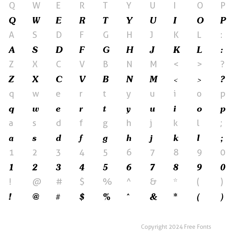 Character Map of SoutaneExtrabold Italic