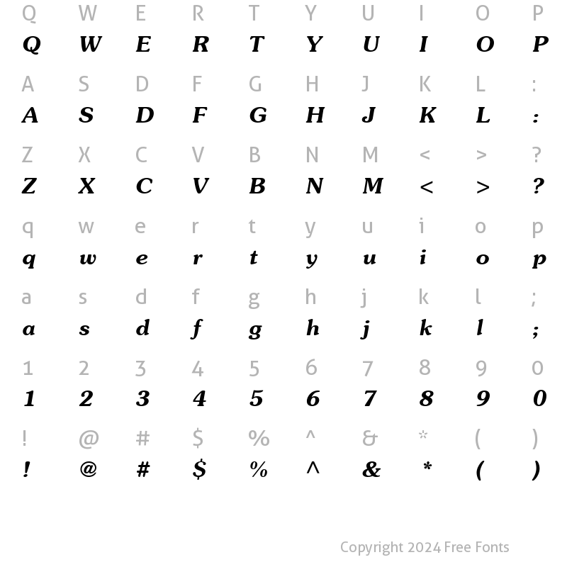 Character Map of South Bold Italic