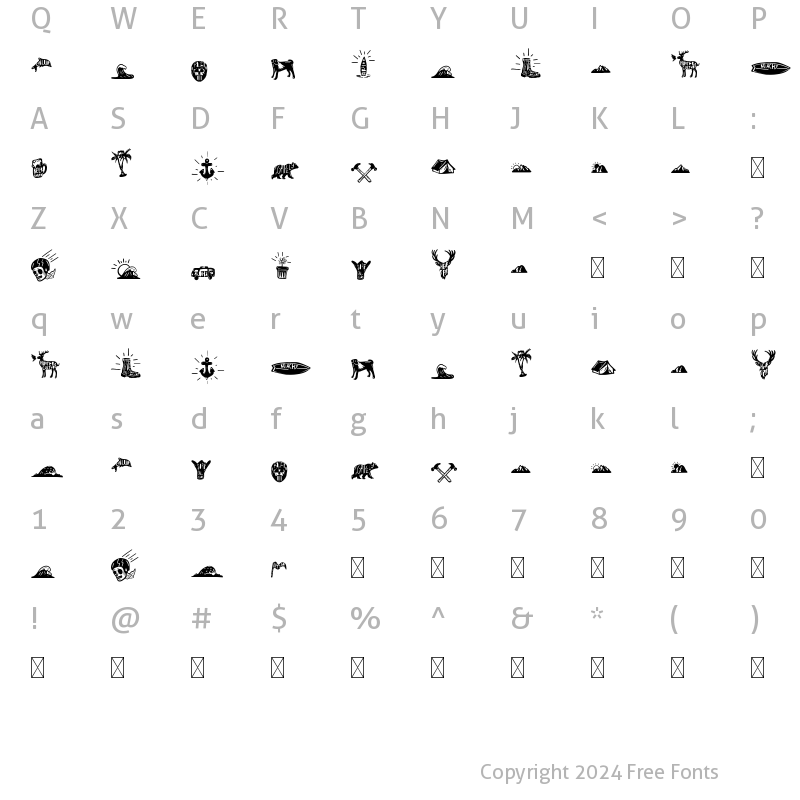 Character Map of South East Extras Regular