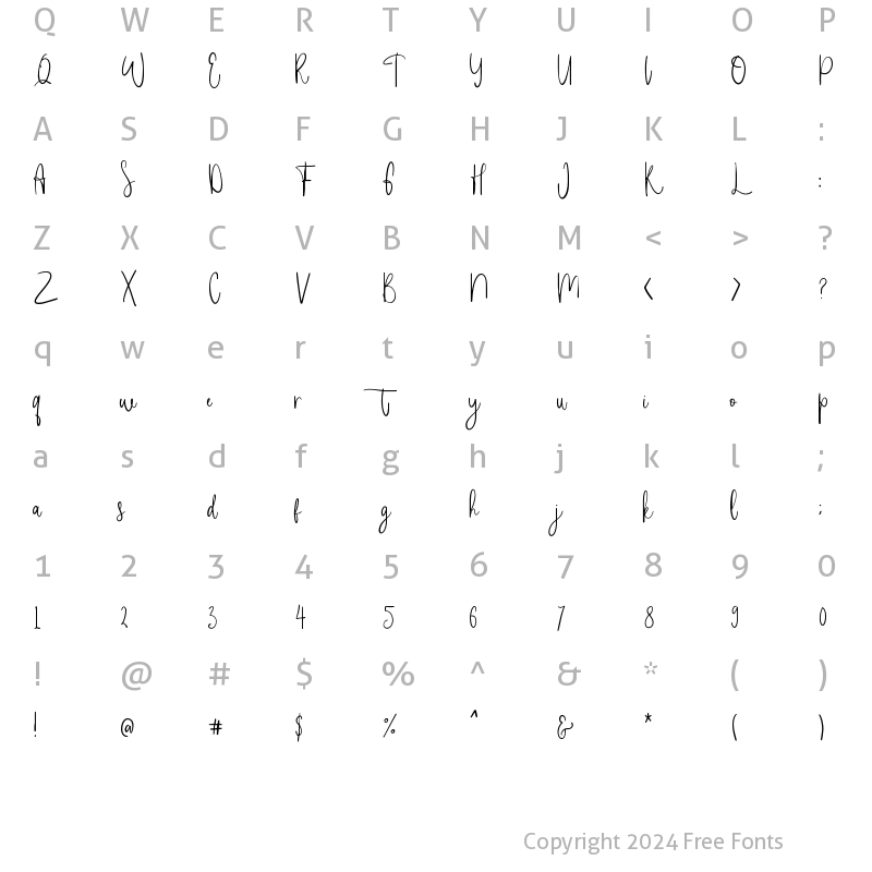 Character Map of South Rose Regular