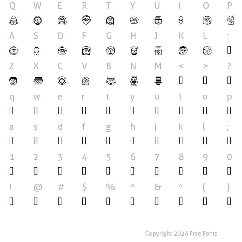 Character Map of SouthBats Regular