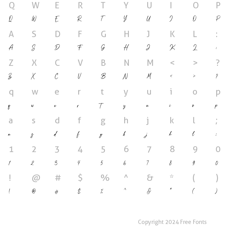 Character Map of Southland Letter Regular