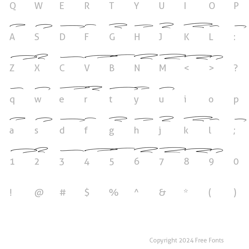 Character Map of Southnis Swash Regular