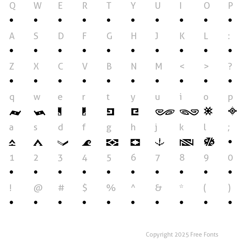 Character Map of Southwest Ornaments MT Regular