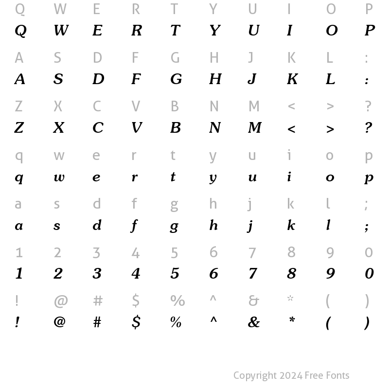 Character Map of Souvenir SSi Italic