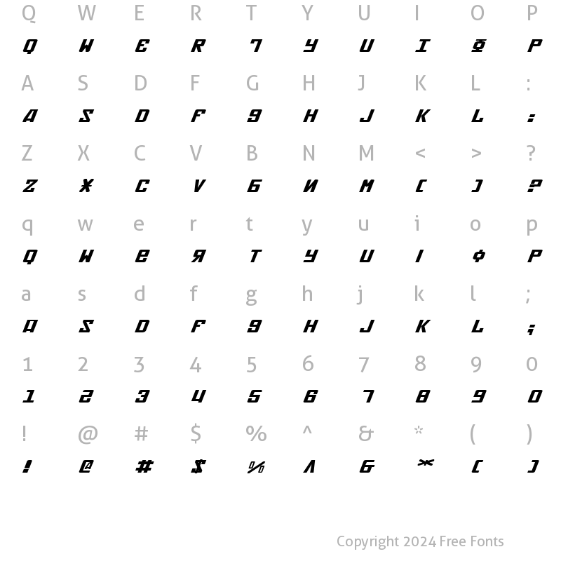 Character Map of Soviet X-Expanded Italic X-Expanded Italic