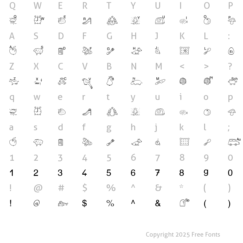 Character Map of SP Anlaut4 DB Normal